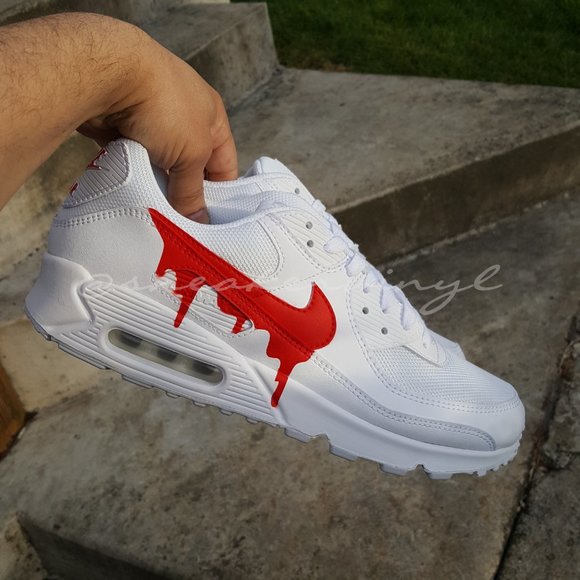 Nike Air Max 90 Red Paint Drip Custom NWT - Picture 7 of 7
